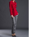 Double-breasted red jacket with belt