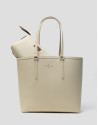 Beige leather Sama shopping bag