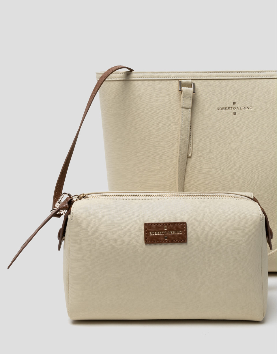Bolso shopper Sama piel beige