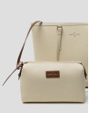 Beige leather Sama shopping bag