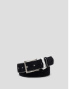Navy blue suede belt with white contrasts  | Roberto Verino