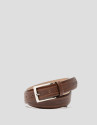 Hazel leather belt with embossed center - Man | Roberto Verino