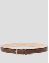 Hazel leather belt with embossed center - Man | Roberto Verino