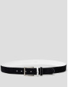 Navy blue suede belt with white contrasts  | Roberto Verino