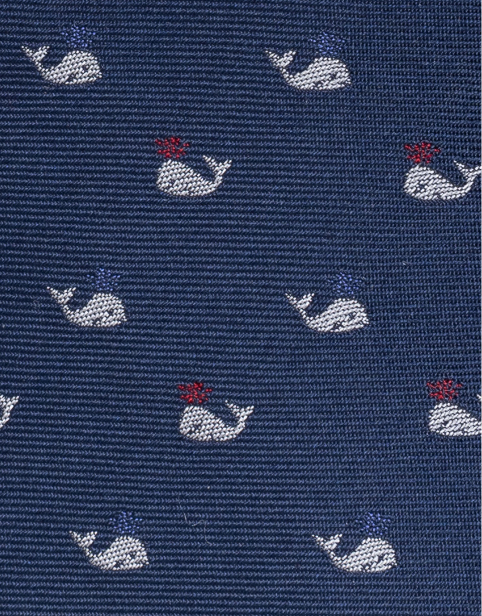 Navy blue silk tie with whale design - Man | Roberto Verino