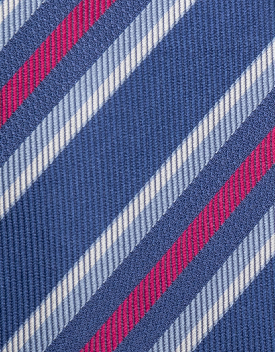 Corbata seda azul con rayas en blanco, ... | Roberto Verino