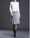 Gray skirt with bottom pleats.