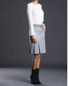 Gray skirt with bottom pleats.