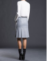 Gray skirt with bottom pleats.
