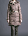 Long camel ski jacket