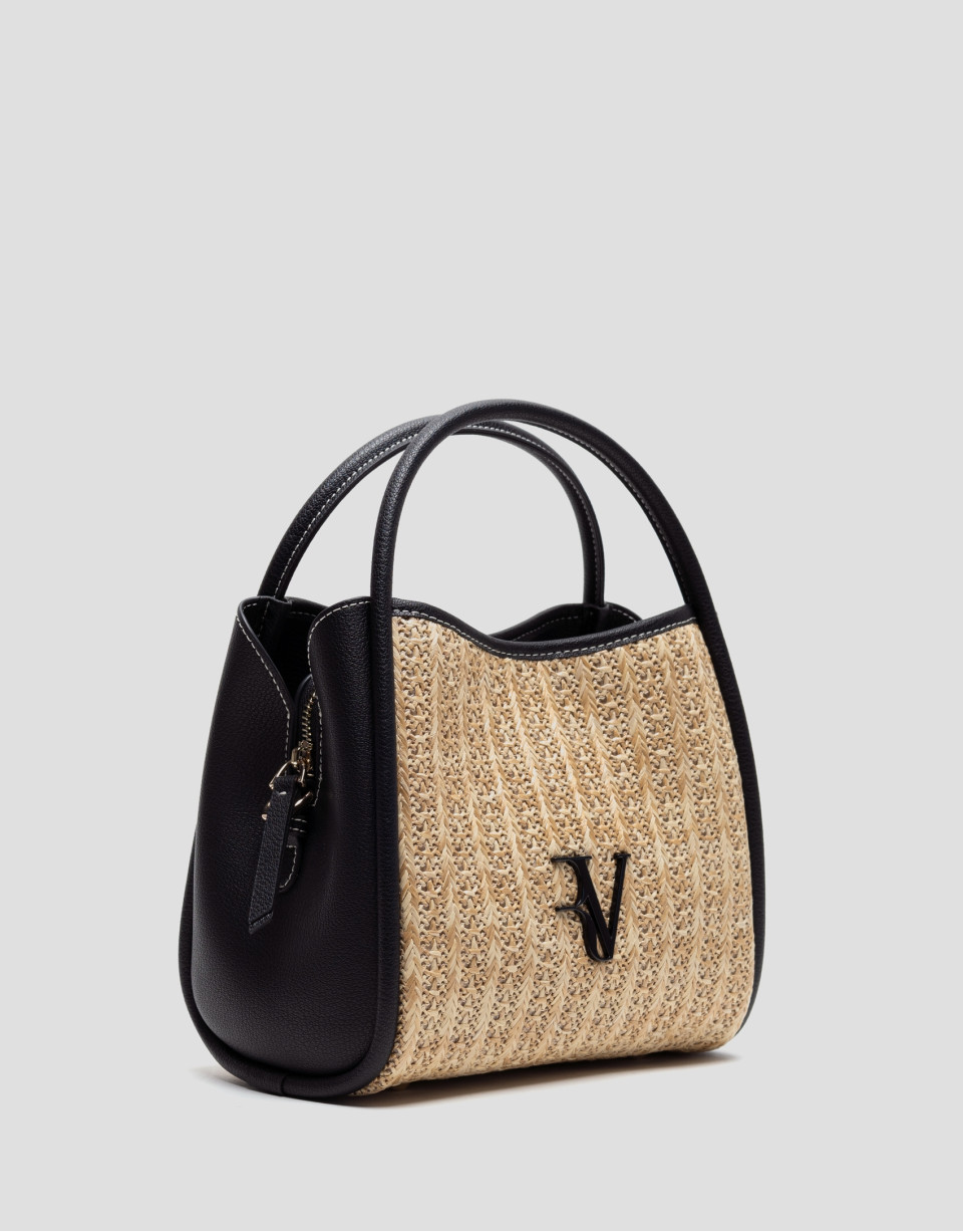 Bolso de mano Louise Satchel beige y negro | Roberto Verino