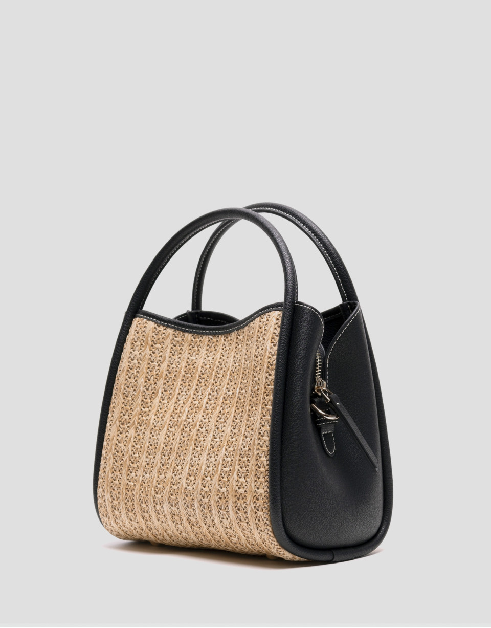 Bolso de mano Louise Satchel beige y negro | Roberto Verino