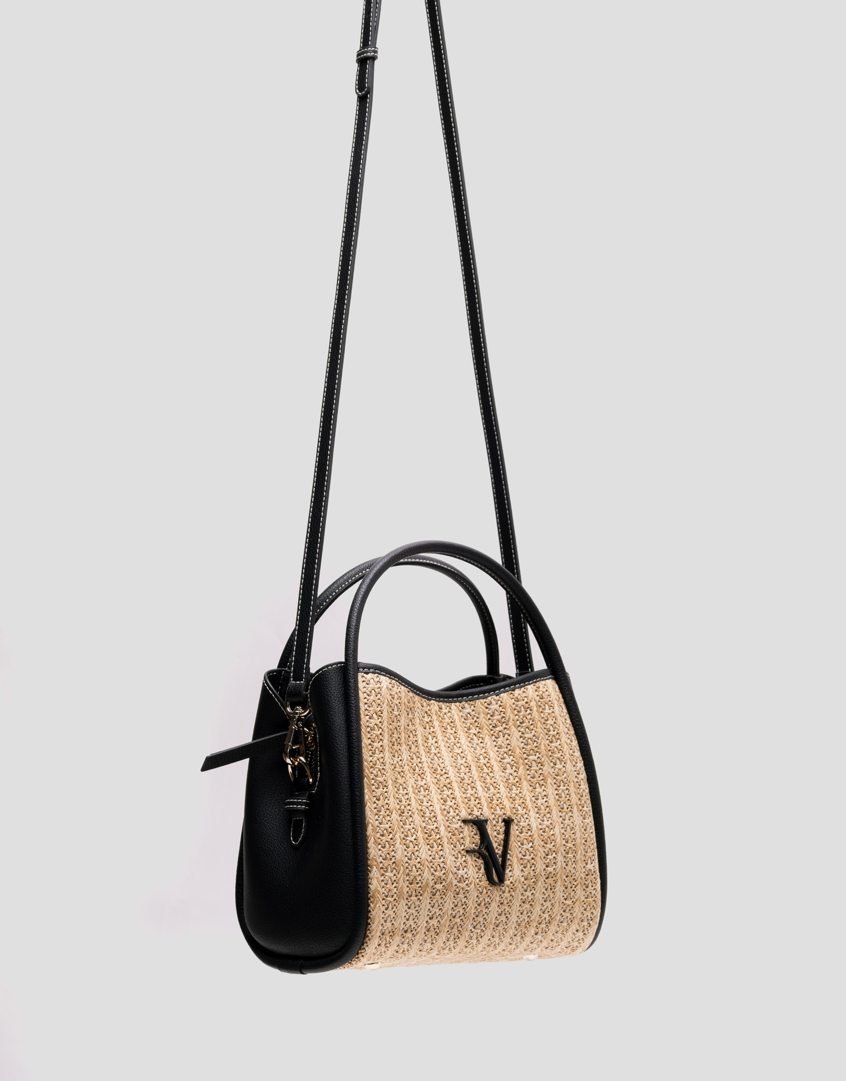 Beige and black Louise Satchel handbag - Woman | Roberto Verino