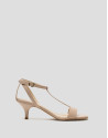 Open sandal with straps in beige leather
