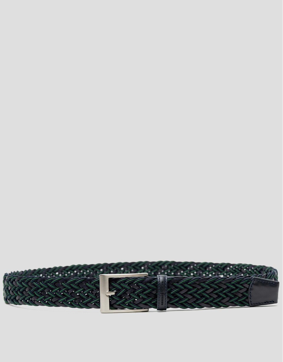 Green and navy blue braided belt