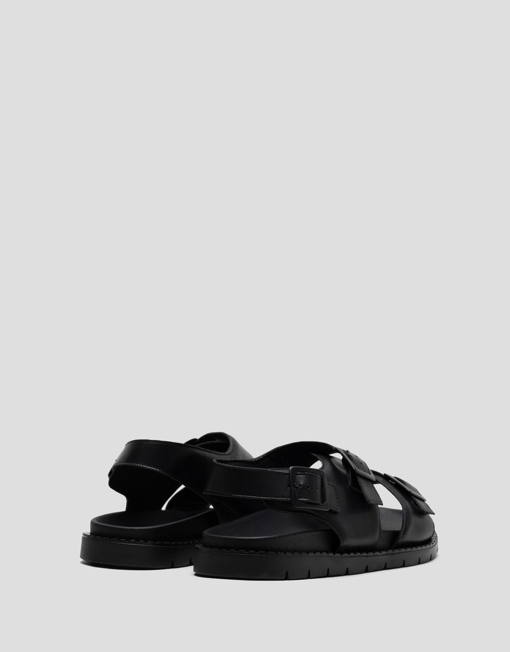 Men's black leather strappy sandals