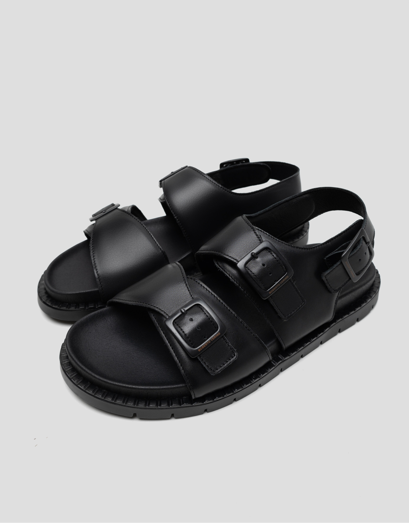 Sandalia masculina tiras piel color negro