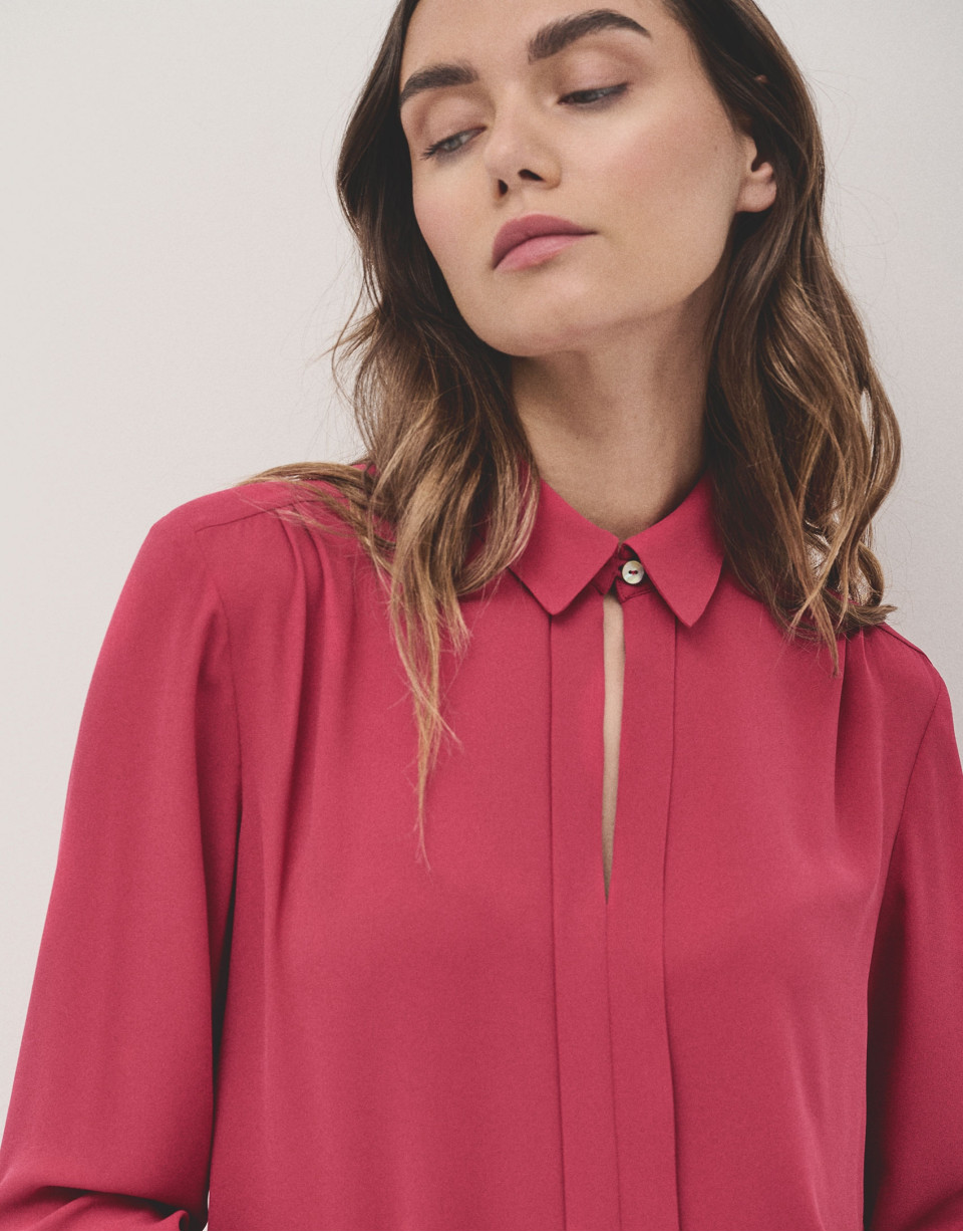 Blusa tabla central crepé ligero frambuesa | Roberto Verino