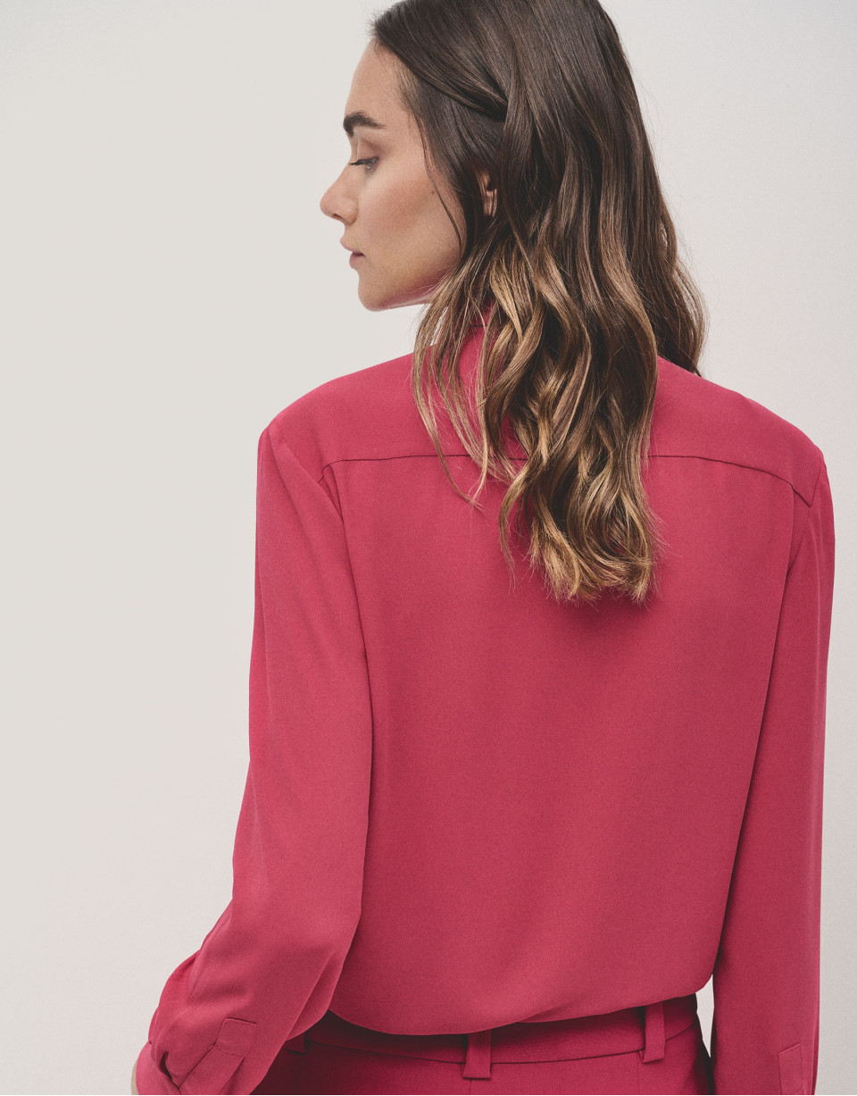 Blusa tabla central crepé ligero frambuesa | Roberto Verino