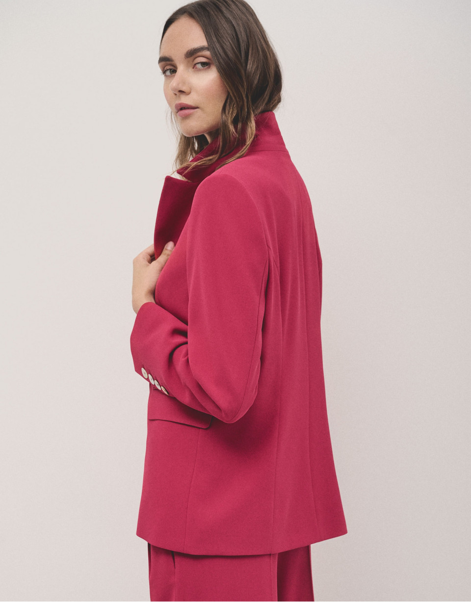 Raspberry double-breasted crepe blazer - Woman | Roberto Verino