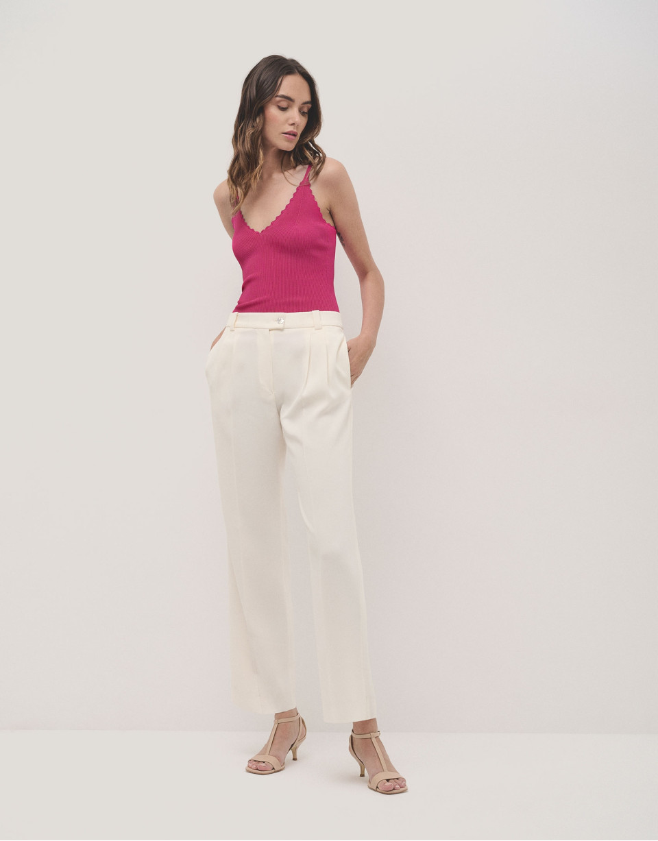 Knit and crochet straps top raspberry - Woman | Roberto Verino