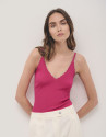 Knit and crochet straps top raspberry - Woman | Roberto Verino