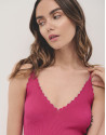 Knit and crochet straps top raspberry - Woman | Roberto Verino