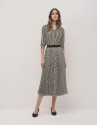 Black optical print pleated midi skirt - Woman | Roberto Verino