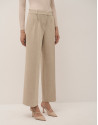 Pantalón recto pinzas doble crepé beige - Mujer | Roberto Verino