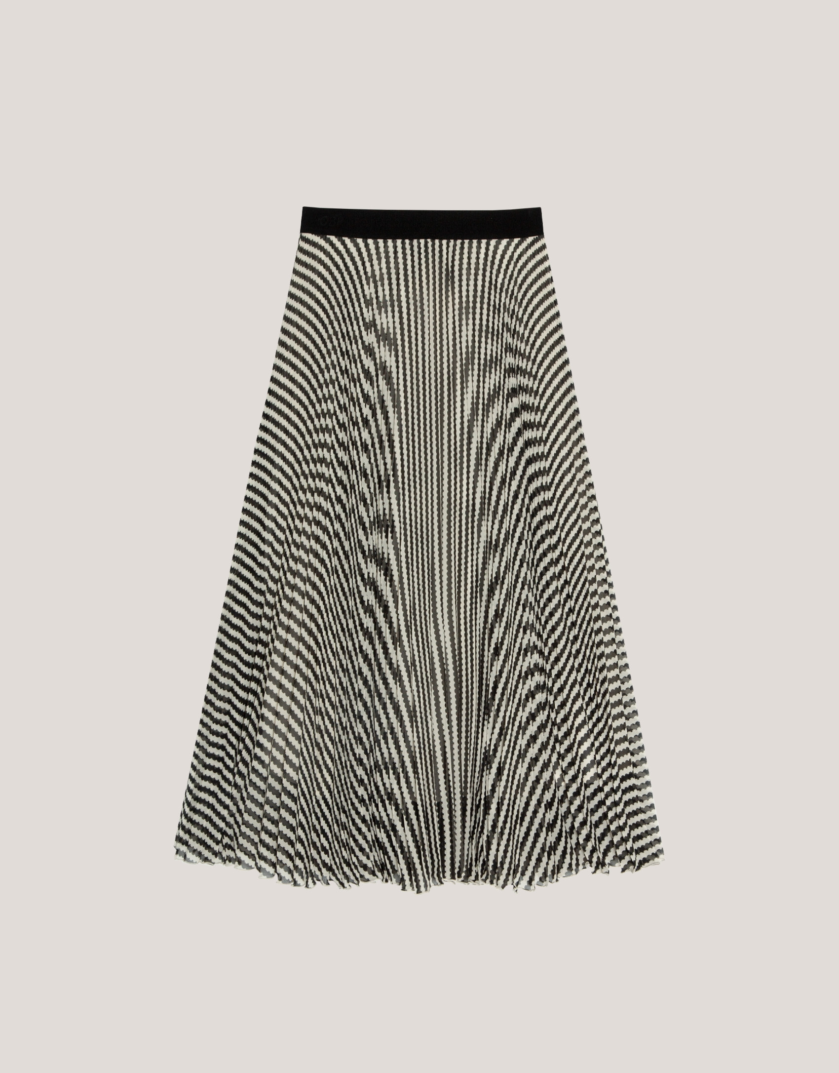 Falda midi plisada estampado óptico negro | Roberto Verino
