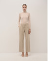 Pantalón recto pinzas doble crepé beige - Mujer | Roberto Verino