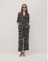 Black and beige floral print palazzo pants | Roberto Verino