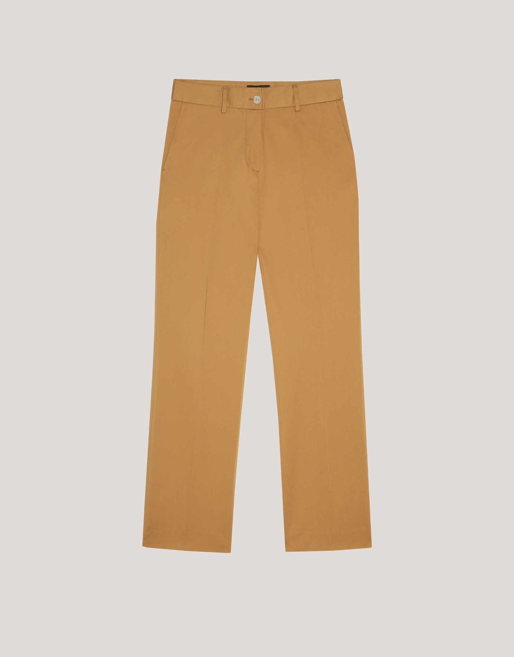 Mustard straight cotton satin pants - Woman | Roberto Verino