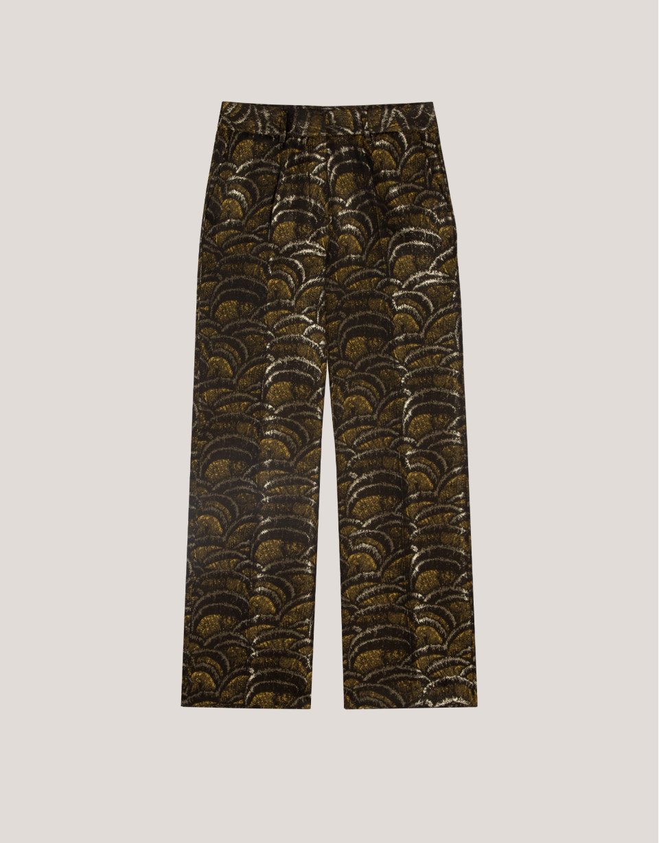 Straight jacquard golden waves pants - Woman | Roberto Verino