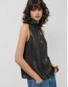 Top cuello halter lamé negro - Sale - PV2025 | Roberto Verino