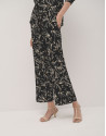Pantalón palazzo negro estampado flores beige | Roberto Verino