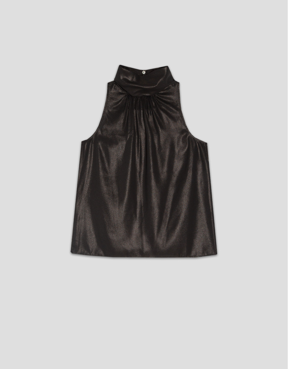 Top cuello halter lamé negro - Sale - PV2025 | Roberto Verino