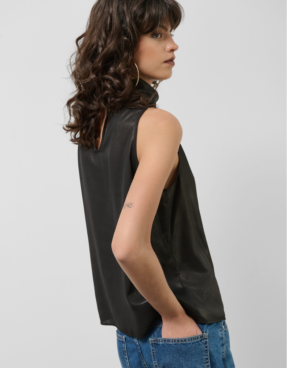 Black lamé halter neck top - Sale - SS2025 | Roberto Verino