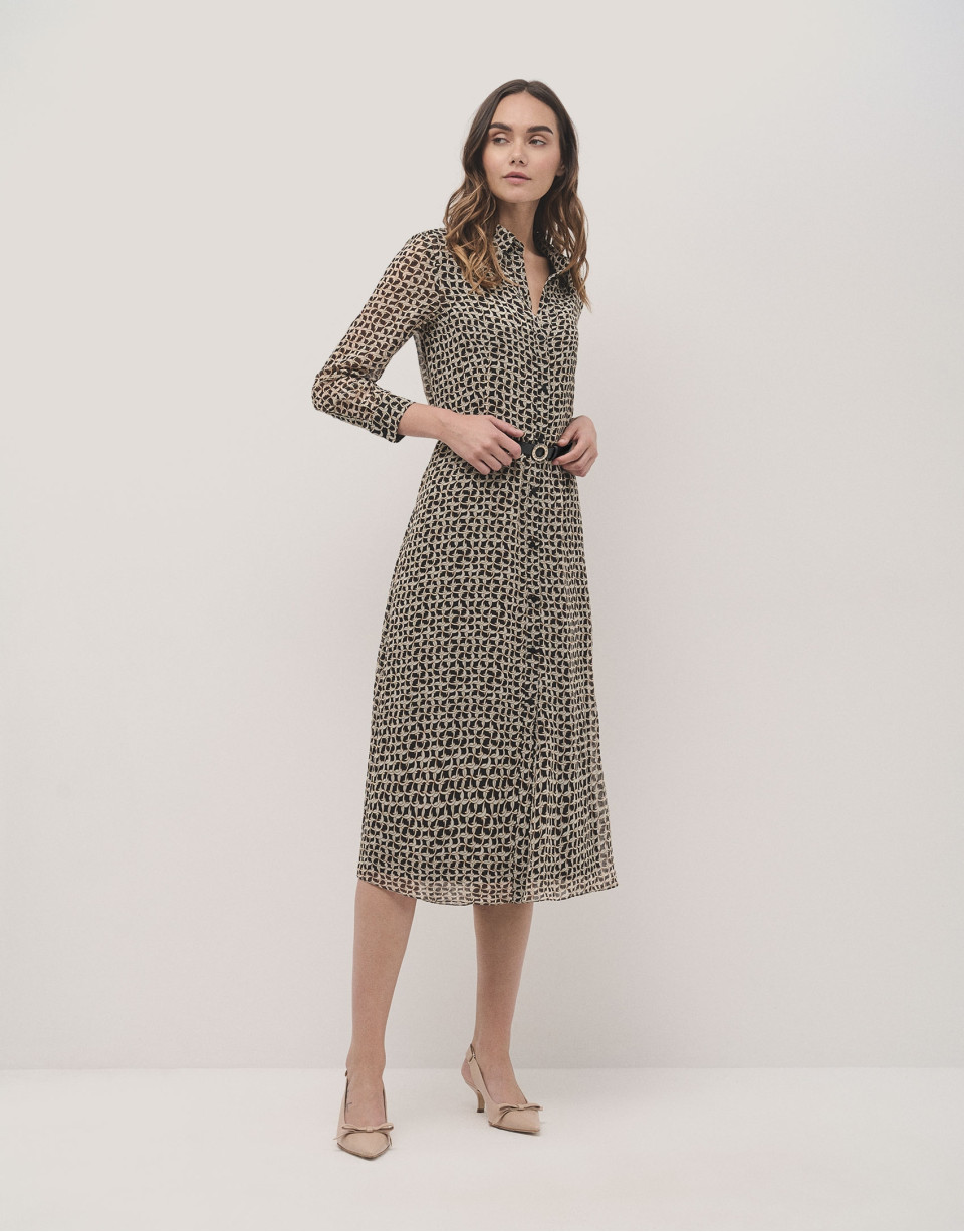 Vestido camisero midi estampado geométrico ... | Roberto Verino