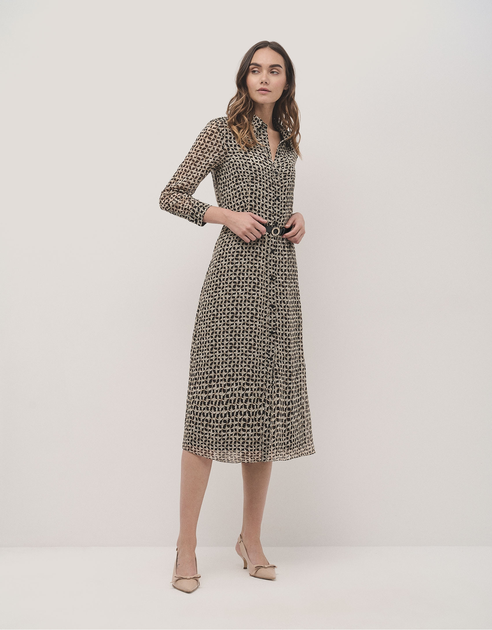 Vestido camisero midi estampado geométrico ... | Roberto Verino
