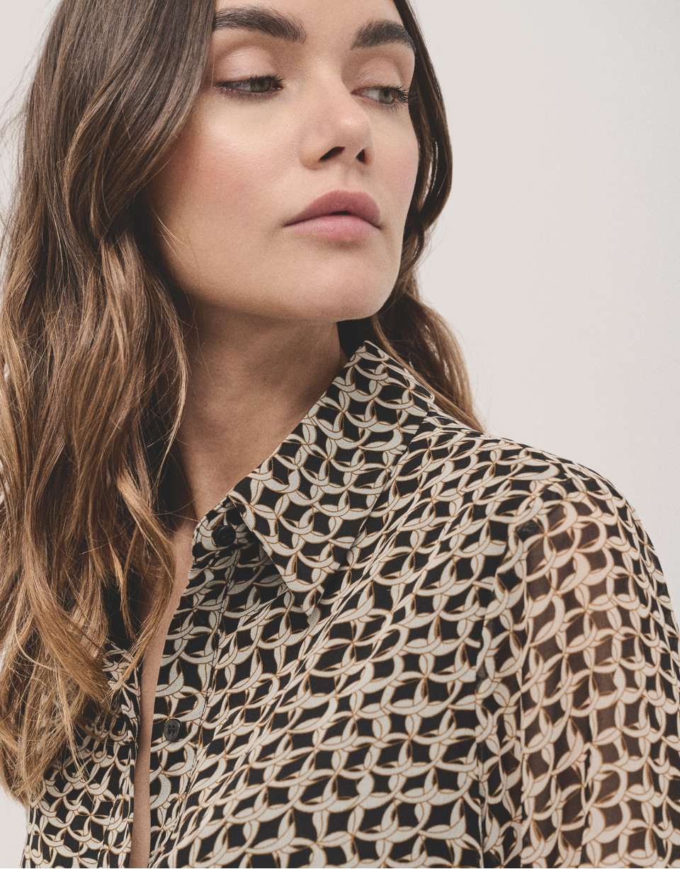 Vestido camisero midi estampado geométrico ... | Roberto Verino