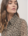 Shirtwaist midi dress with brown geometric print | Roberto Verino