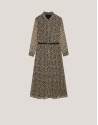 Shirtwaist midi dress with brown geometric print | Roberto Verino