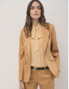 Mustard satin cotton suit jacket with one button | Roberto Verino
