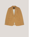 Mustard satin cotton suit jacket with one button | Roberto Verino