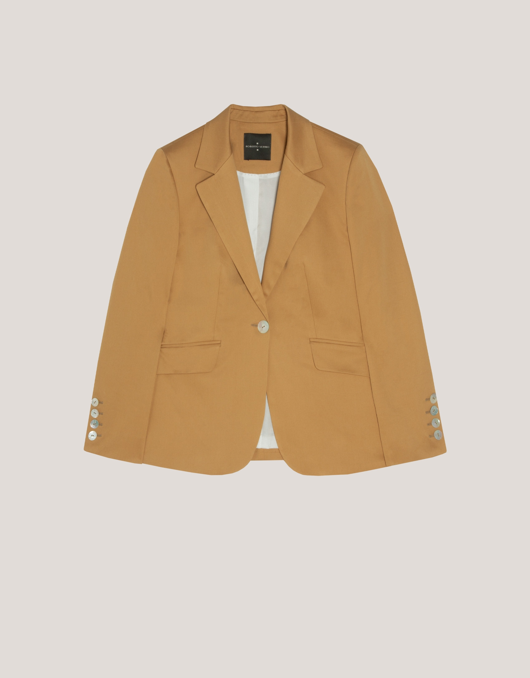 Blazer un botón algodón satinado mostaza | Roberto Verino