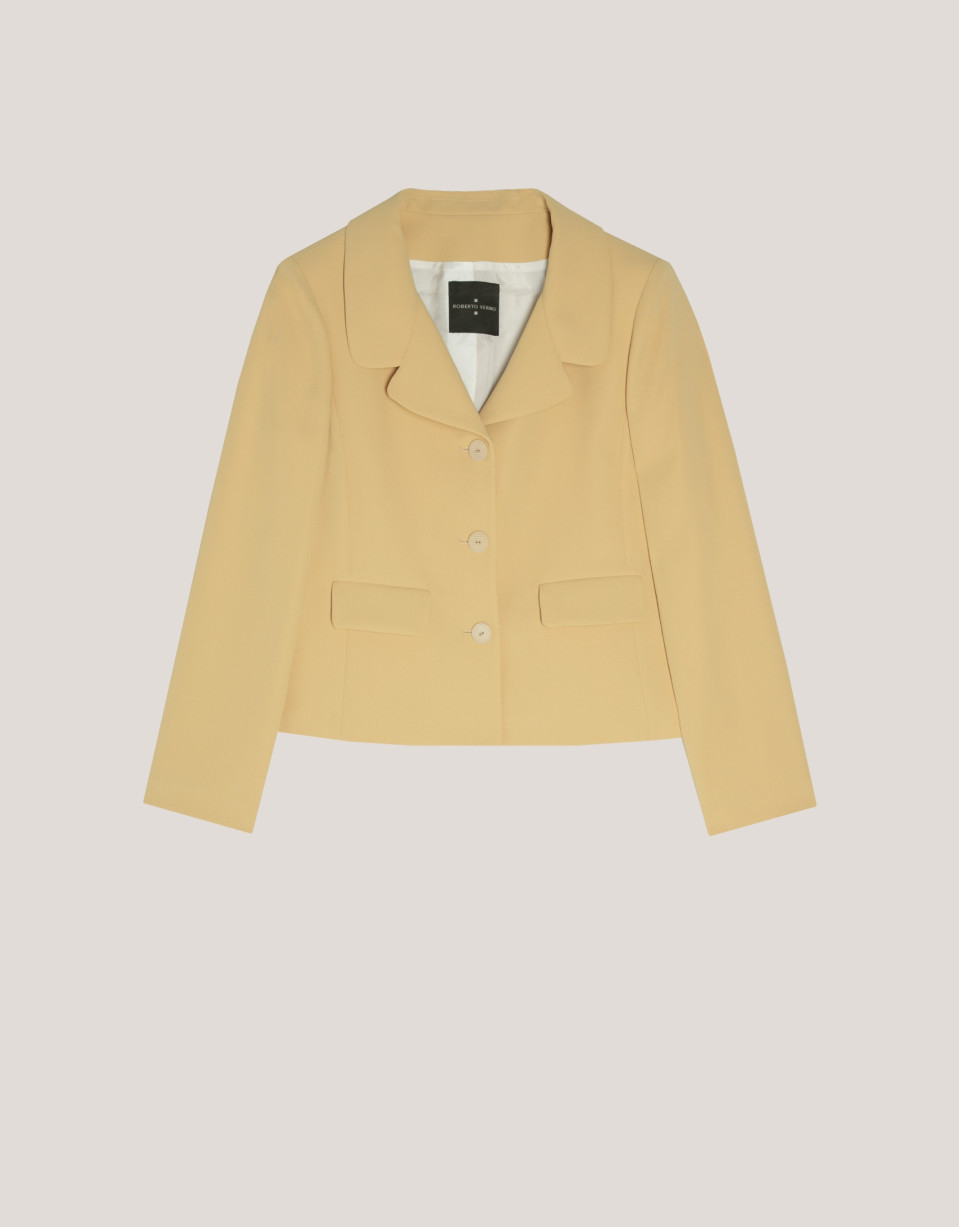 Short mustard crepe jacket - Woman - SS2024 | Roberto Verino