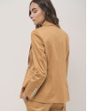 Mustard satin cotton suit jacket with one button | Roberto Verino