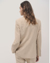 Beige double-breasted blazer in double crepe  | Roberto Verino