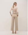 Pantalón recto pinzas doble crepé beige